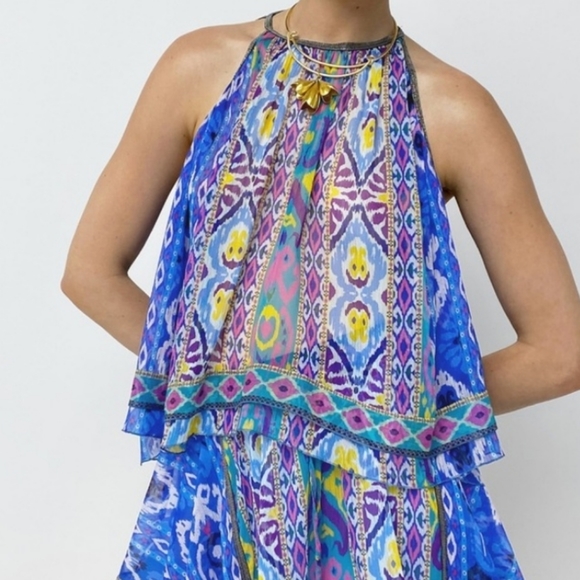 Zara Tops - NWT Zara Womens layered printed halter top Size Med